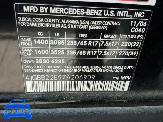 2007 MERCEDES-BENZ ML 320 CDI 4JGBB22E97A206909 image 9