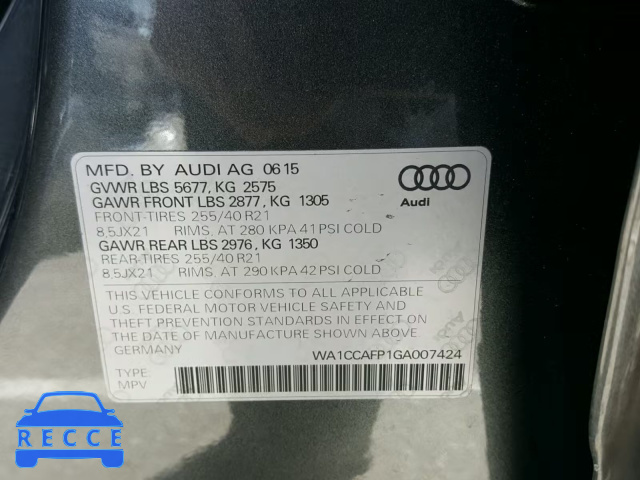 2016 AUDI SQ5 PREMIU WA1CCAFP1GA007424 image 9