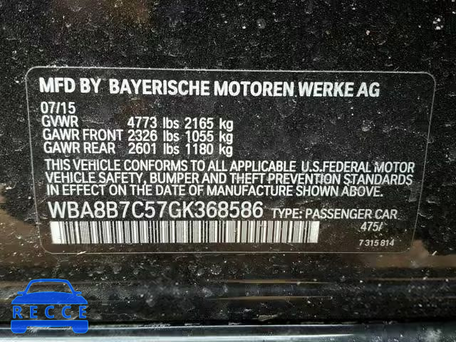 2016 BMW 340 XI WBA8B7C57GK368586 зображення 9