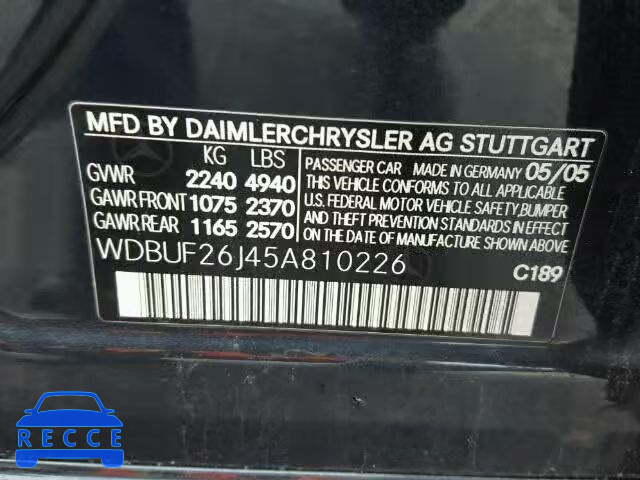 2005 MERCEDES-BENZ E 320 CDI WDBUF26J45A810226 зображення 9