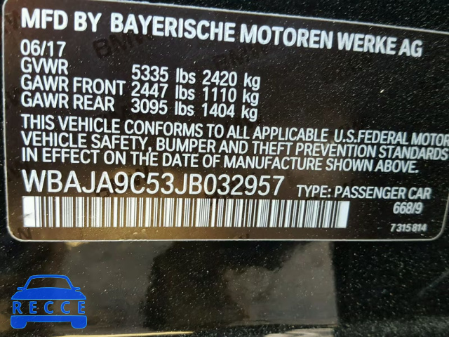 2018 BMW 530E WBAJA9C53JB032957 зображення 9