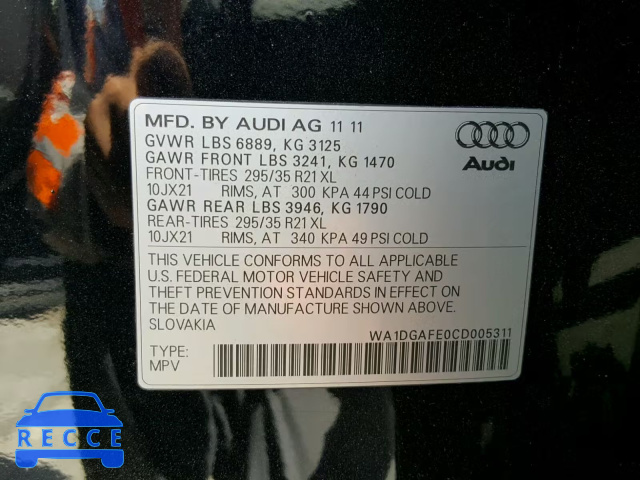 2012 AUDI Q7 PRESTIG WA1DGAFE0CD005311 image 9