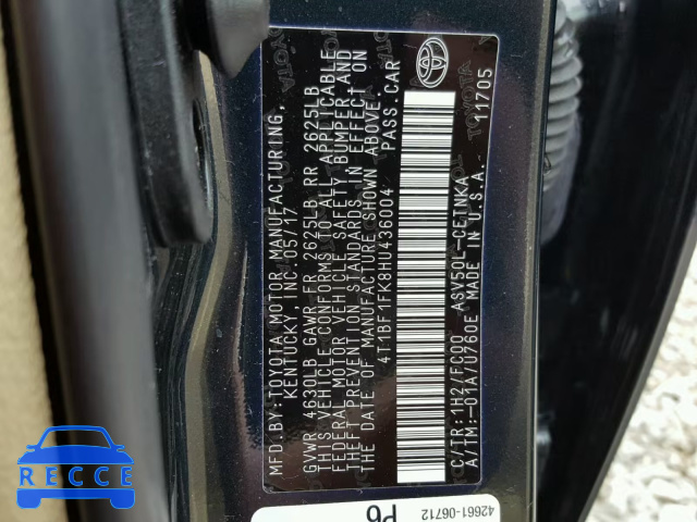 2017 TOYOTA CAMRY LE 4T1BF1FK8HU436004 image 9