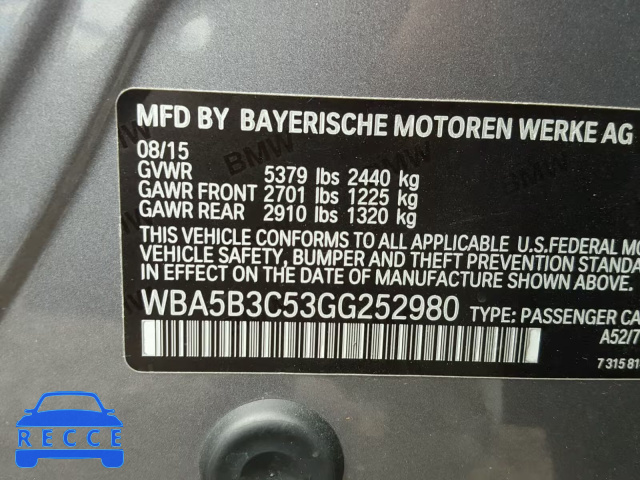 2016 BMW 535 XI WBA5B3C53GG252980 image 9