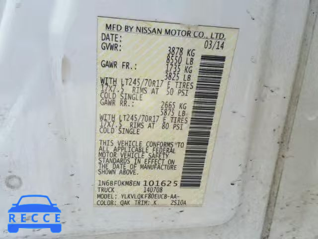 2014 NISSAN NV 1500 1N6BF0KM8EN101625 зображення 9