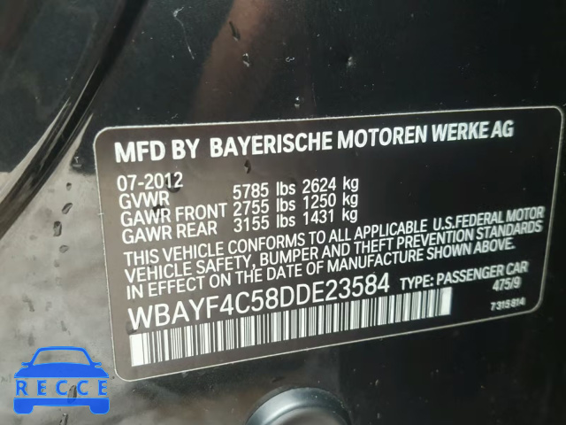 2013 BMW 740 LXI WBAYF4C58DDE23584 зображення 9
