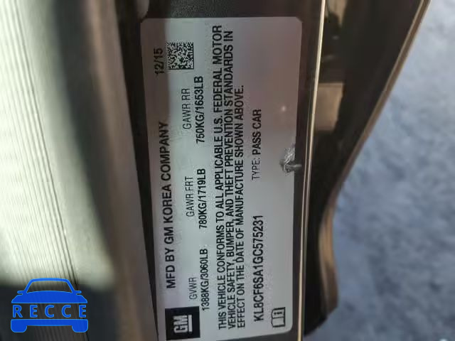 2016 CHEVROLET SPARK 2LT KL8CF6SA1GC575231 image 9