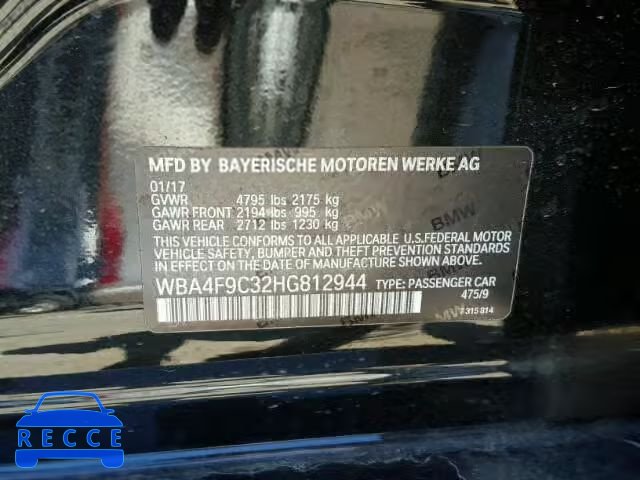 2017 BMW 430XI GRAN WBA4F9C32HG812944 Bild 9