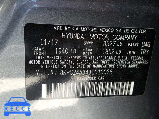 2018 HYUNDAI ACCENT SEL 3KPC24A34JE010028 image 9