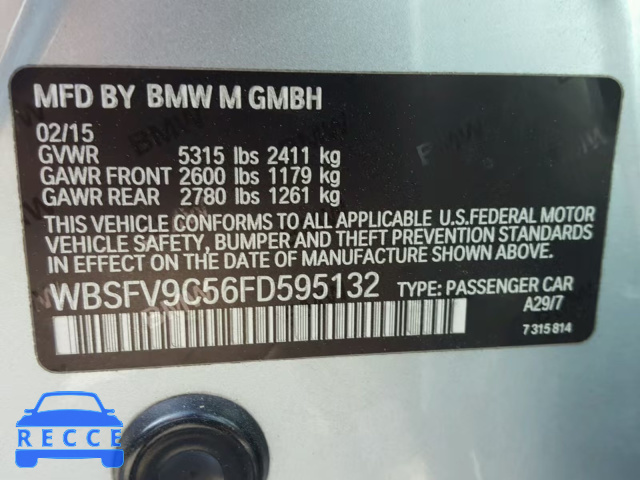2015 BMW M5 WBSFV9C56FD595132 зображення 9