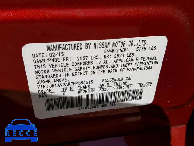 2015 INFINITI Q50 HYBRID JN1AV7AR7FM850515 image 9