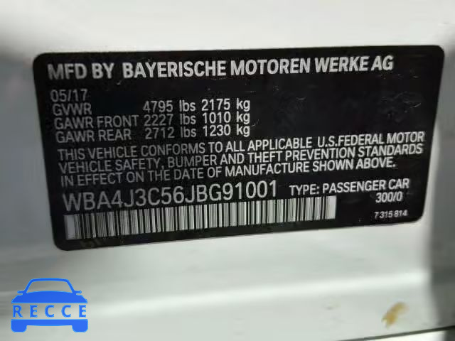 2018 BMW 430XI GRAN WBA4J3C56JBG91001 image 9
