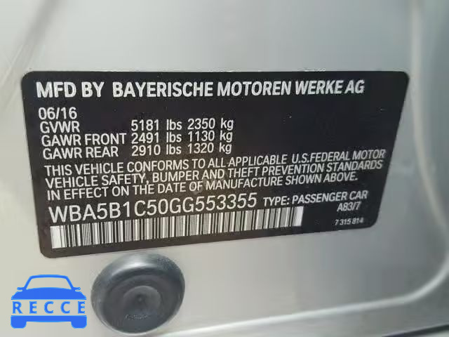 2016 BMW 535 I WBA5B1C50GG553355 image 9