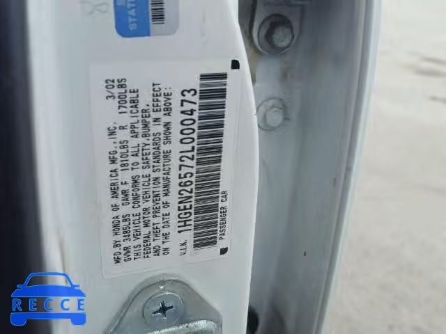 2002 HONDA CIVIC GX 1HGEN26572L000473 image 9