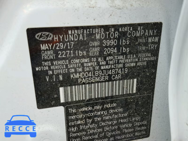 2018 HYUNDAI ELANTRA SP KMHD04LB9JU487419 image 9
