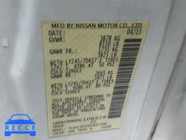 2013 NISSAN NV 1500 1N6BF0KM4DN106528 image 9