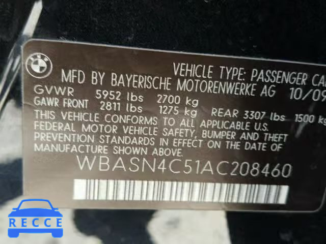 2010 BMW 550 GT WBASN4C51AC208460 зображення 9