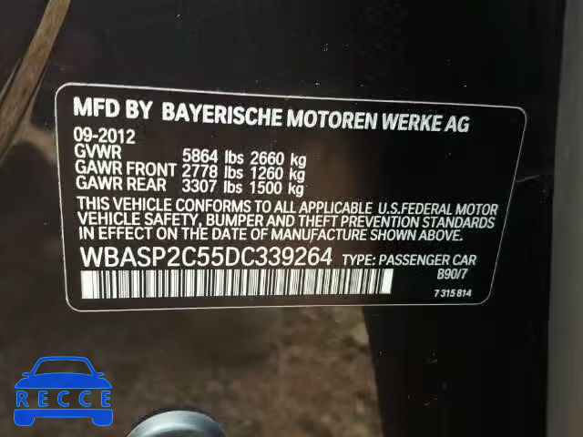 2013 BMW 535XI GT WBASP2C55DC339264 зображення 9