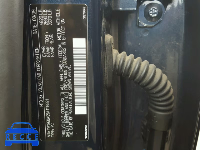 2010 VOLVO S80 3.2 YV1960AS9A1116681 image 9