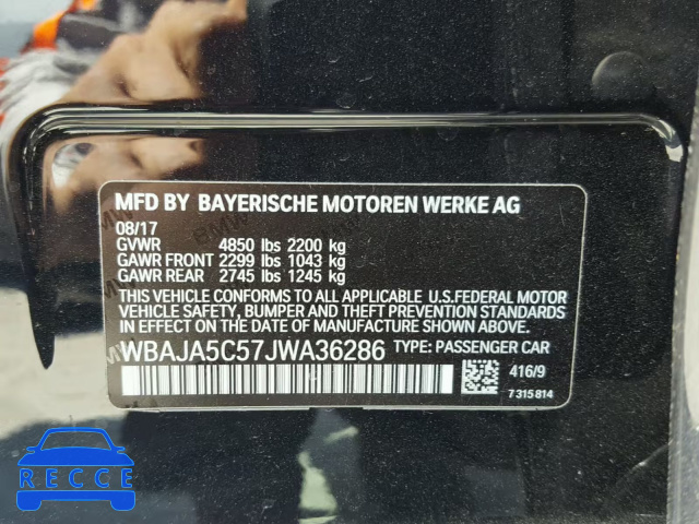2018 BMW 530 I WBAJA5C57JWA36286 image 9