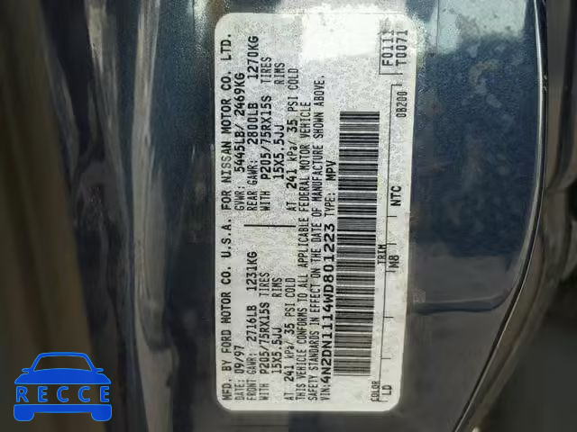 1998 NISSAN QUEST XE 4N2DN1114WD801223 image 9