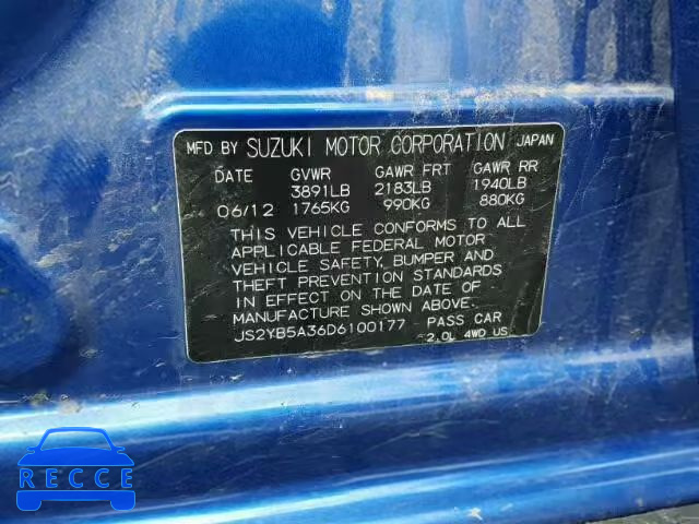 2013 SUZUKI SX4 BASE JS2YB5A36D6100177 Bild 9