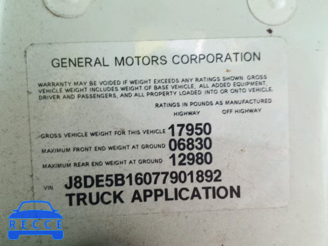 2007 GMC 5500 W5504 J8DE5B16077901892 зображення 9