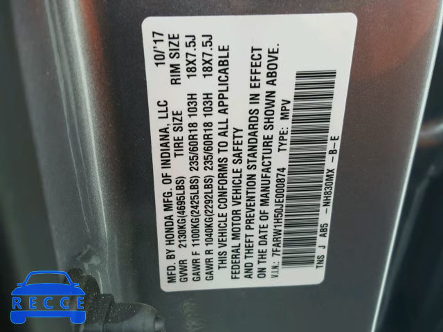 2018 HONDA CR-V EX 7FARW1H50JE000874 Bild 9