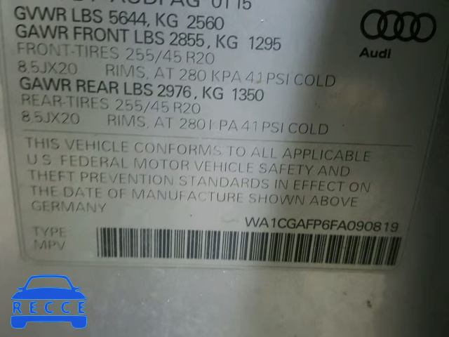 2015 AUDI SQ5 PREMIU WA1CGAFP6FA090819 image 9