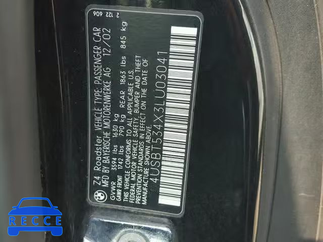 2003 BMW Z4 3.0 4USBT534X3LU03041 image 9