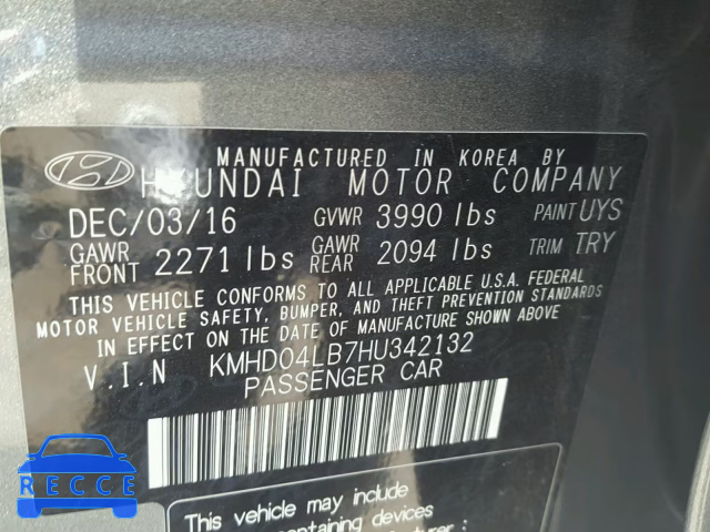 2017 HYUNDAI ELANTRA SP KMHD04LB7HU342132 image 9