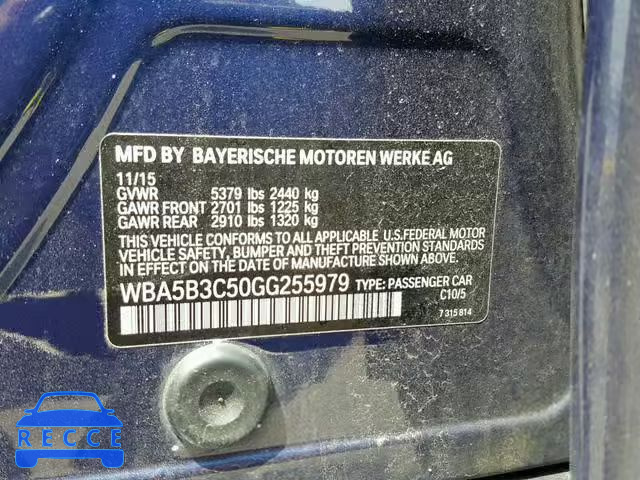 2016 BMW 535 XI WBA5B3C50GG255979 зображення 9