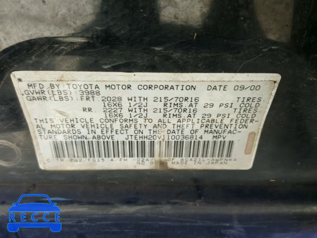 2001 TOYOTA RAV 4 JTEHH20V110036814 image 9