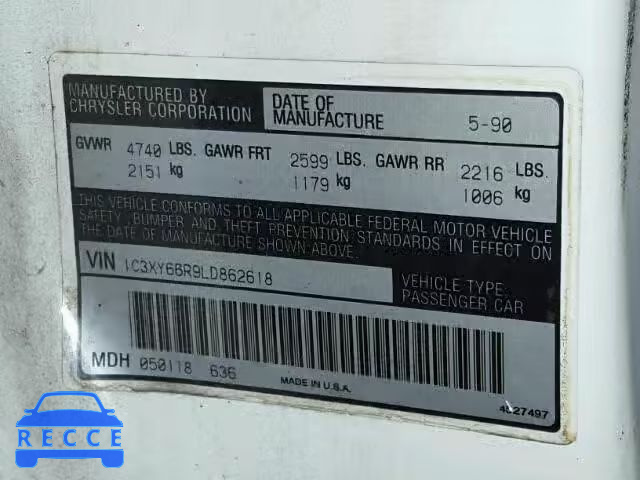 1990 CHRYSLER NEW YORKER 1C3XY66R9LD862618 image 9