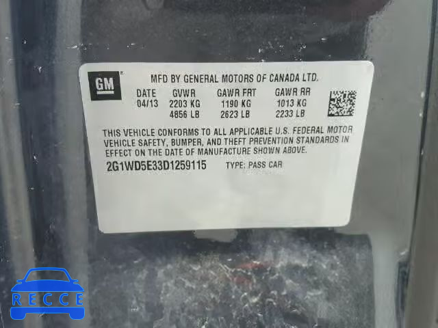 2013 CHEVROLET IMPALA POL 2G1WD5E33D1259115 image 9