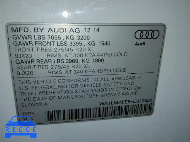 2015 AUDI Q7 TDI WA1LMAFE8FD013620 зображення 9