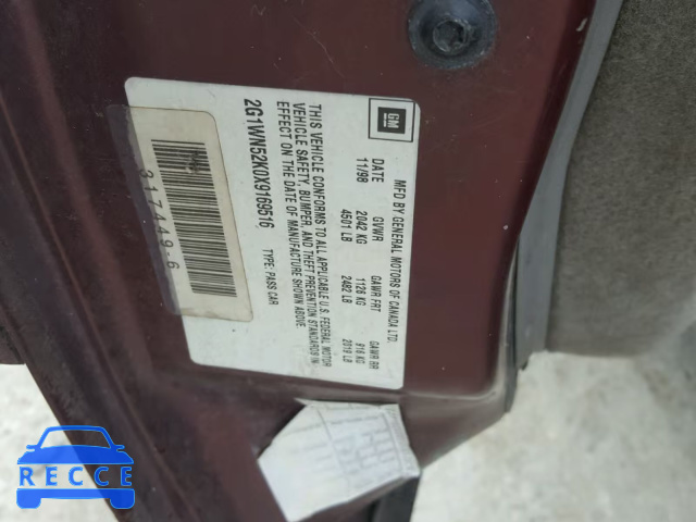 1999 CHEVROLET LUMINA LTZ 2G1WN52K0X9169516 image 9