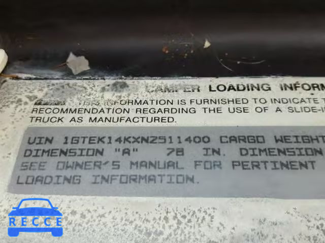 1992 GMC SIERRA K15 1GTEK14KXNZ511400 image 9
