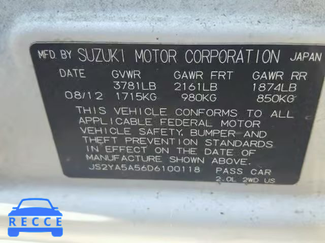 2013 SUZUKI SX4 BASE JS2YA5A56D6100118 image 9