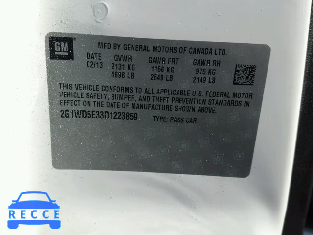 2013 CHEVROLET IMPALA POL 2G1WD5E33D1223859 image 9