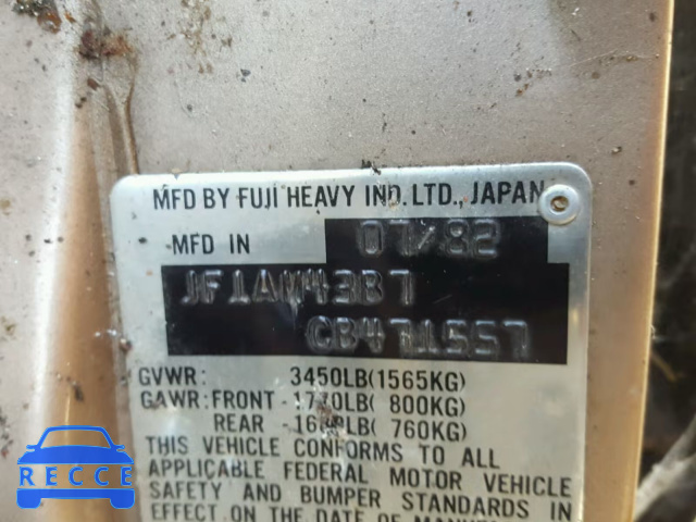 1982 SUBARU GL JF1AM43B7CB471557 Bild 9