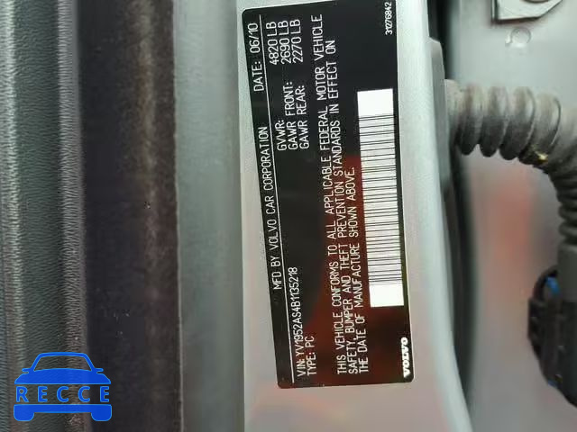 2011 VOLVO S80 3.2 YV1952AS4B1135218 image 9