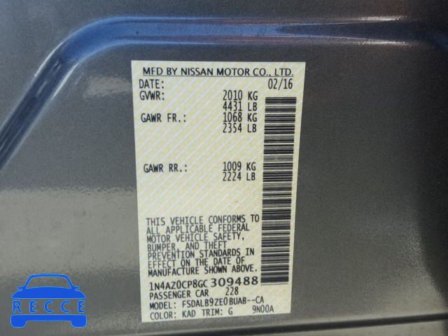 2016 NISSAN LEAF S 1N4AZ0CP8GC309488 image 9