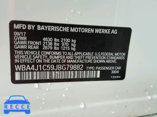 2018 BMW 430I GRAN WBA4J1C59JBG79882 image 9