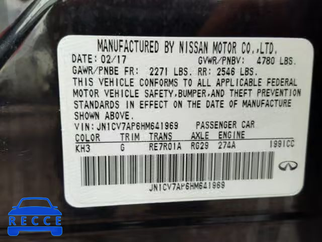 2017 INFINITI Q50 BASE JN1CV7AP6HM641969 image 9