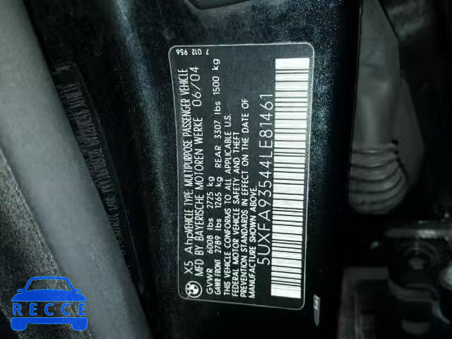 2004 BMW X5 4.8IS 5UXFA93544LE81461 image 9
