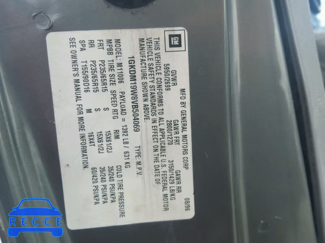 1997 GMC SAFARI XT 1GKDM19W8VB504069 image 9