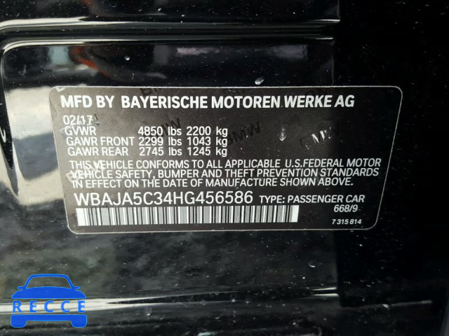 2017 BMW 530 I WBAJA5C34HG456586 image 9