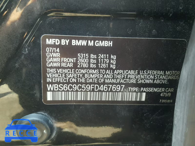 2015 BMW M6 GRAN CO WBS6C9C59FD467697 image 9