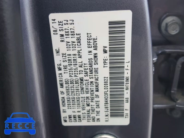 2015 ACURA RDX BASE 5J8TB4H33FL009622 image 9